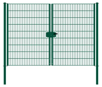 Produktbild von Drahtgittertor 2-flügelig, Durchgangslichte: 264 cm, Gesamtbreite inkl. Pfosten: 276 cm - Ausführung: grün beschichtet, Höhe: 183 cm