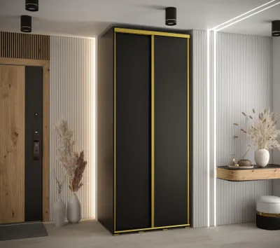 Produktbild von Kleiderschrank YVONA 4 - 120/60 cm, schwarz/gold