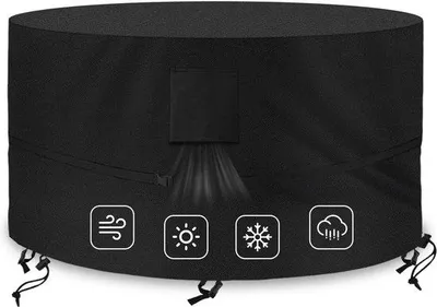 Image de Terrasset - 135 x 80 cm - Pouf de table de terrasse résistant à l'eau en tissu Oxford épais, mobilier d'extérieur couleur rotin, noir