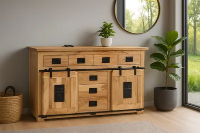 Produktbild von Sideboard Kommode Akazie massiv naturfarben 150 x 45 x 90 cm LIBRO