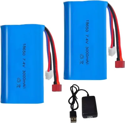 Produktbild von YUNIQUE GREEN-CLEAN-POWER LiPo Akku 7.4V 3000mAh 2S Deans T XH-3P 2er Set mit LED Ladegerät für RC Auto Offroad Flugzeug Helikopter Modellbau