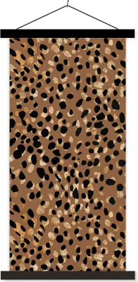 Produktbild von MuchoWow® Textilposter Tiermuster - Luxus - Gold - Braun 60x120 cm mit schwarzem Rahmen - Magnete