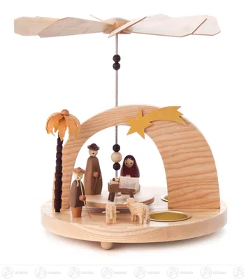 Produktbild von 1-stöckige Pyramide mit Christi Geburt und Rundbogen (23cm) von Dregeno Seiffen