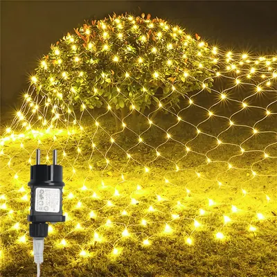 Image de Izrielar Guirlande lumineuse LED 2x2m 200 LEDs 8 modes Guirlande lumineuse pour intérieur Noël Fête Jardin Décoration Blanc chaud