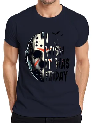 Productafbeelding van Jason ijshockeymasker horror slasher Halloween griezel vintage heren T-shirt, marineblauw, XXL