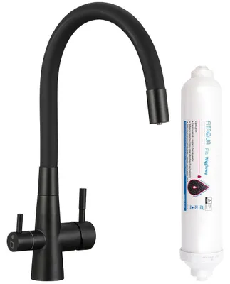 Produktbild von Küchenarmatur mit Wasserfilter und flexiblem Auslauf schwarz Graphit