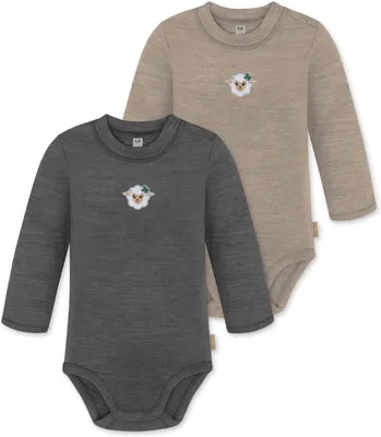 Produktbild von normani 2er Pack Baby Merino Langarmbody