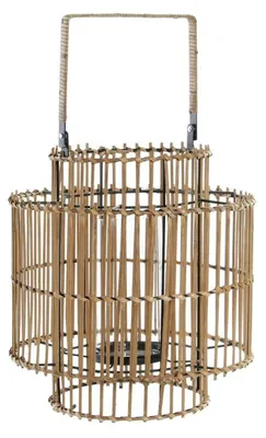 Image de Bougeoir dkd home decor métal-bambou (30 x 30 x 32 cm)