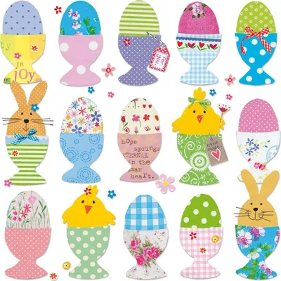 Produktbild von 20 Servietten Easter Eggs - Osterfiguren im Eierbecher 33x33cm