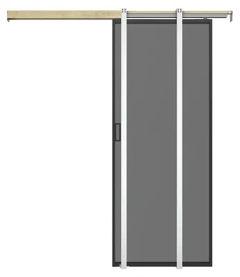 Produktbild von Versenkbare Schiebetür - Aluminium und geräuchertes, mattes, gehärtetes Glas - H 205 x B 63 cm - LINCI II