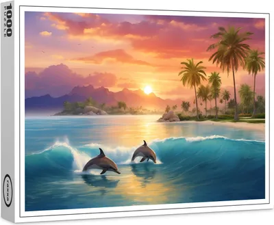 Image de puzzle raxxa Premium "Dauphins dans la lumière du soir", 1000 pièces