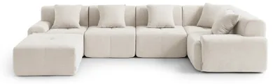 Immagine prodotto di DIVANO ANGOLARE MODULARE MILYSOFA SOFAMOUS, 5 posti, con chaise longue, rivestito in tessuto di chenille color avorio
