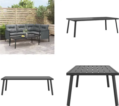 Produktbild von vidaXL Garten Couchtisch Anthrazit 110x55x35cm Stahl - Gartentisch - Gartentische - Gartenmöbel - Außentisch