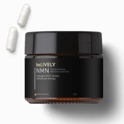 Zdjęcie produktu dla beLIVELY NMN | NAD Booster | Anti-Aging | Longevity | Energia i zdrowie komórek | 30 kapsułek | Bestager | Wegańskie