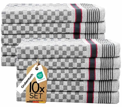 Immagine prodotto di Sterzbachs: strofinacci per la cucina, confezione da 10, motivo a quadri, tessuto in cotone 100% (GSM), lavabili, facili da pulire, di alta qualità, resistenti, dimensioni 45x70 cm, colore grigio