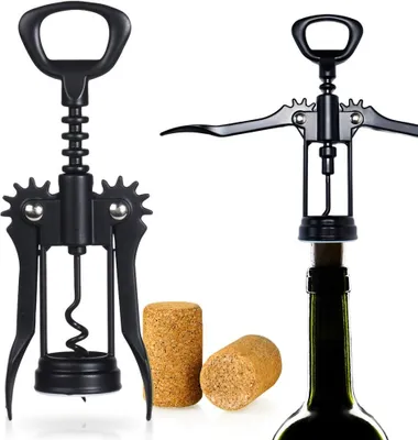 Korkenzieher Weinöffner Kapselheber Flaschenöffner in SCHWARZ
