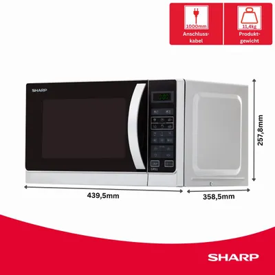 Obrázok produktu pre Mikrovlnná rúra Sharp R642INW s grilom, objem 20 litrov, výkon 800 W, gril 1000 W, 11 stupňov výkonu, 8 automatických programov, funkcia rozmrazovania