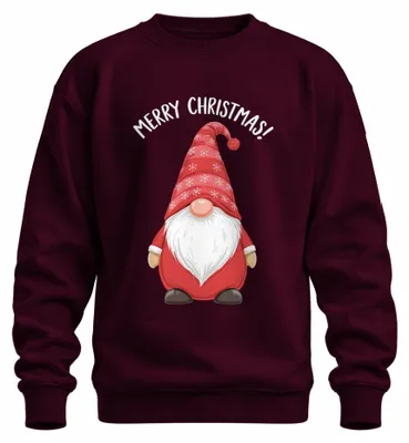 Produktbild von Merry Christmas Weihnachtsgnom Wichtel Geschenk Weihnachten Sweatshirt Pullover, Burgundy, XL