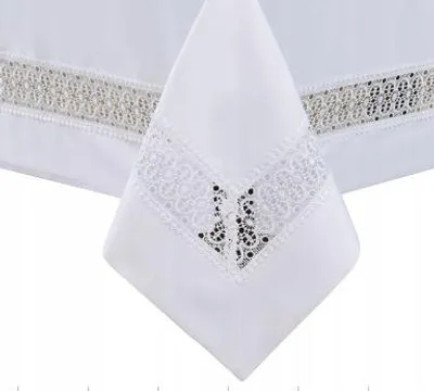 Obrázok produktu pre Biela obrus, 140 x 180 cm, čipka, nudný, guipure, hrubý, elegantný, elegantný