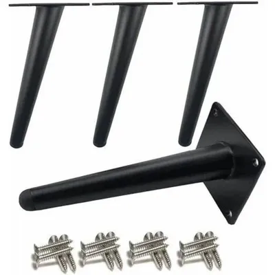 Produktbild von Metall-Möbelfüße – Schwarze runde Kegelfüße als Ersatz für Sofas, Schränke, Kommoden und Küchenschränke, 4er-Set
