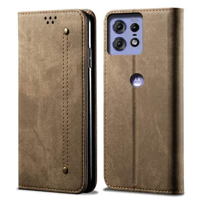 Obrázek produktu pro Pouzdro pro Motorola Edge 50 Pro, Kožené Peněženkové Pouzdro s Magnetickým Uzavíráním a Stojánkem Khaki
