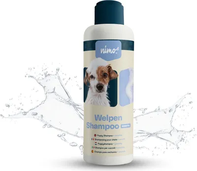 Produktbild von nimo® Welpen Shampoo sensitiv | ohne Duftstoffe & pH-Neutral mit Kollagen | für alle Hunderassen und sensible, allergische Welpen | für bessere Kämmbarkeit & glänzendes Fell, 100% tierleidfrei