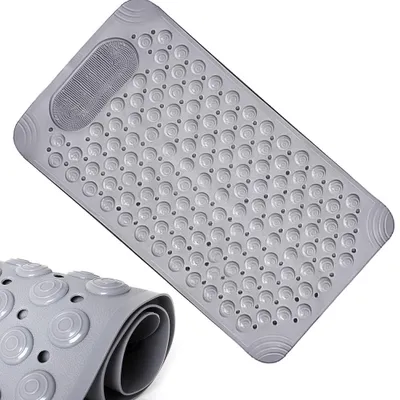 Productafbeelding van Antislip badmat voor in de badkuip, met zuignappen, antislip, met afvoergaten, veilig voor volwassenen en kinderen, 69x36 cm