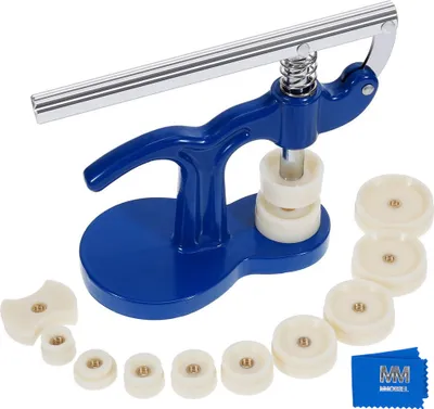 Produktbild von MMOBIEL Druckwerkzeug Uhr Deckelpresse Einpresswerkzeug Uhrenwerkzeug + 12 Druckplatten