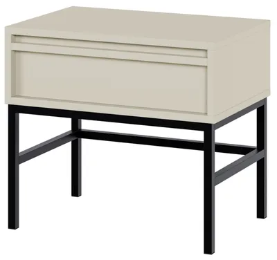Image de Selsey Evo - Table de nuit avec tiroir et structure métallique, gris-beige, 50 cm