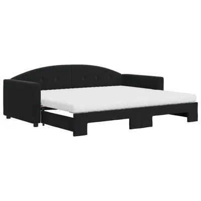 Produktbild von vidaXL Tagesbett Ausziehbar mit Matratzen Schwarz 90x200 cm Samt