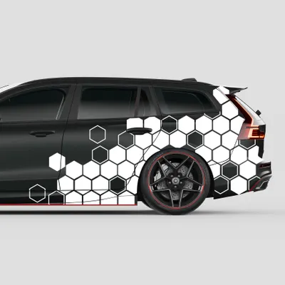 Produktbild von Auto Waben Aufkleber Set "Weiß Glanz" Hexagon Honeycomb Folie Dekor KX078-02
