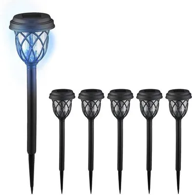 Obrázek produktu pro Sada zahradních lamp, 6 kusů, s podstavcem 425 x 10 cm, LED zahradní lampa, černá/průhledná
