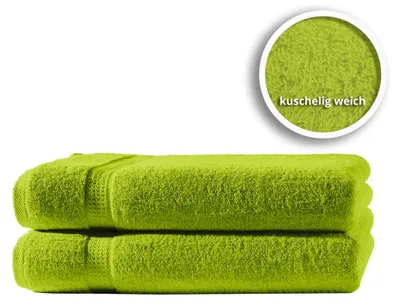 Produktbild von 2er Set Gästetücher Handtücher Duschtücher Badetücher Frottee 100% Baumwolle, Farbe:Grün, Größe:Badetücher 100x150 cm