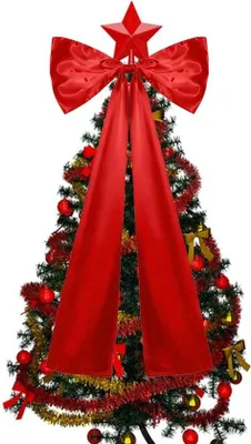 Imagen del producto de Adornos navideños, 119 cm, color rojo, satén