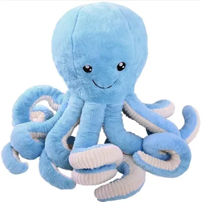 A plush toy octopus on a white background.