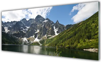 Produktbild von Glasbilder 125x50 Wandbild Druck auf Glas Gebirge Berg See Wald Landschaft