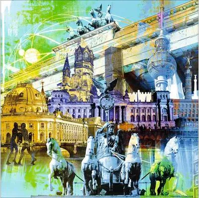 Produktbild von Glasbild Berlin Wahrzeichen II 80x80 cm