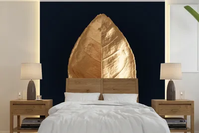 Produktbild von MuchoWow® Fototapete für Wohnzimmer oder Schlafzimmer Wandtapete Vinyl Motivtapete Blätter - Luxus - Gold - 240x240 cm - Schlafzimmer-Tapete
