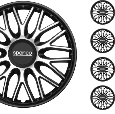 Produktbild von Sparco Radkappen 16 Zoll Roma Silber Schwarz 4tlg