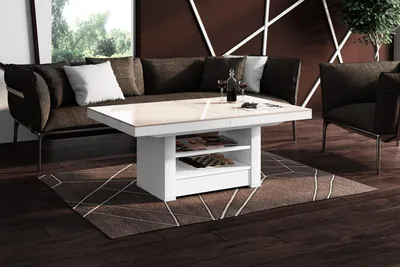 Produktbild von Design Couchtisch Tisch HLM-111 Hochglanz Schublade höhenverstellbar ausziehbar