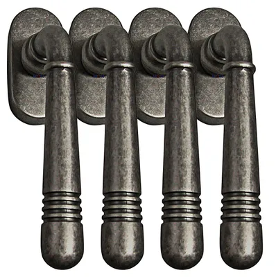 Produktbild von Fenstergriff Set 4 x FG Helena 1675 Antik Grau Rasterolive Fensterbeschlag Drücker