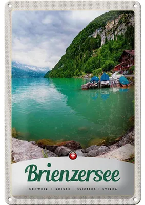 Produktbild von Blechschild Reise 20x30cm Brienzersee Schweiz Boot Gebirge