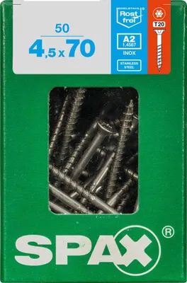 Produktbild von Spax Universalschrauben 4.5 x 70 mm TX 20 - 50 Stück Edelstahl
