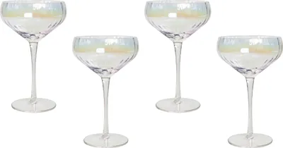 Produktbild von BELIANI Champagnerschalen 4er Set Transparent Schimmernd Geriffelt 300 ml 30 cl Fassungsvermögen Mundgeblasen Sektschalen Sektgläser Cocktailgläser
