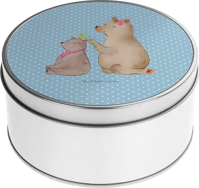 Produktbild von Mr. & Mrs. Panda bonbondose Bär Kind - Blau Pastell - Geschenk, Muttertag, Mutter, zuckerdose, Teedose, Blechdose, Dose, keksdosen, Vorbild, Bären, Metallbox, Bruder