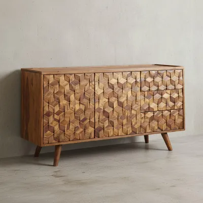 Massivholz-Sideboard in Sheesham_ Praktisches Design mit Türen & Schubladen_ 138x76x45 cm - KADIMA DESIGN_Größe_ 138x45x76 cm_#sku_BARWL6.563#