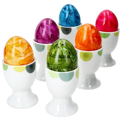 Produktbild von 6er Set Rondo Eierbecher 6 Personen grüne Retro-Kreise - 6 x Eierbecher