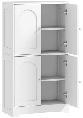 Immagine prodotto di Credenza da Cucina 60x30x110 cm con 2 Armadietti 4 Ante 2 Ripiani Regolabili in Legno Bianco