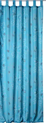 Produktbild von Vorhang Übergardine Türkis Gardine blickdicht Blumenmuster Schlaufen 140x245 cm