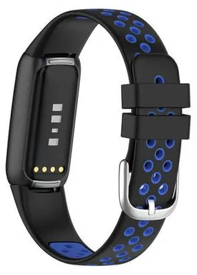 Produktbild von By Qubix passend für Fitbit Luxe - Silikon Sportarmband - Größe: Large - Schwarz + Blau